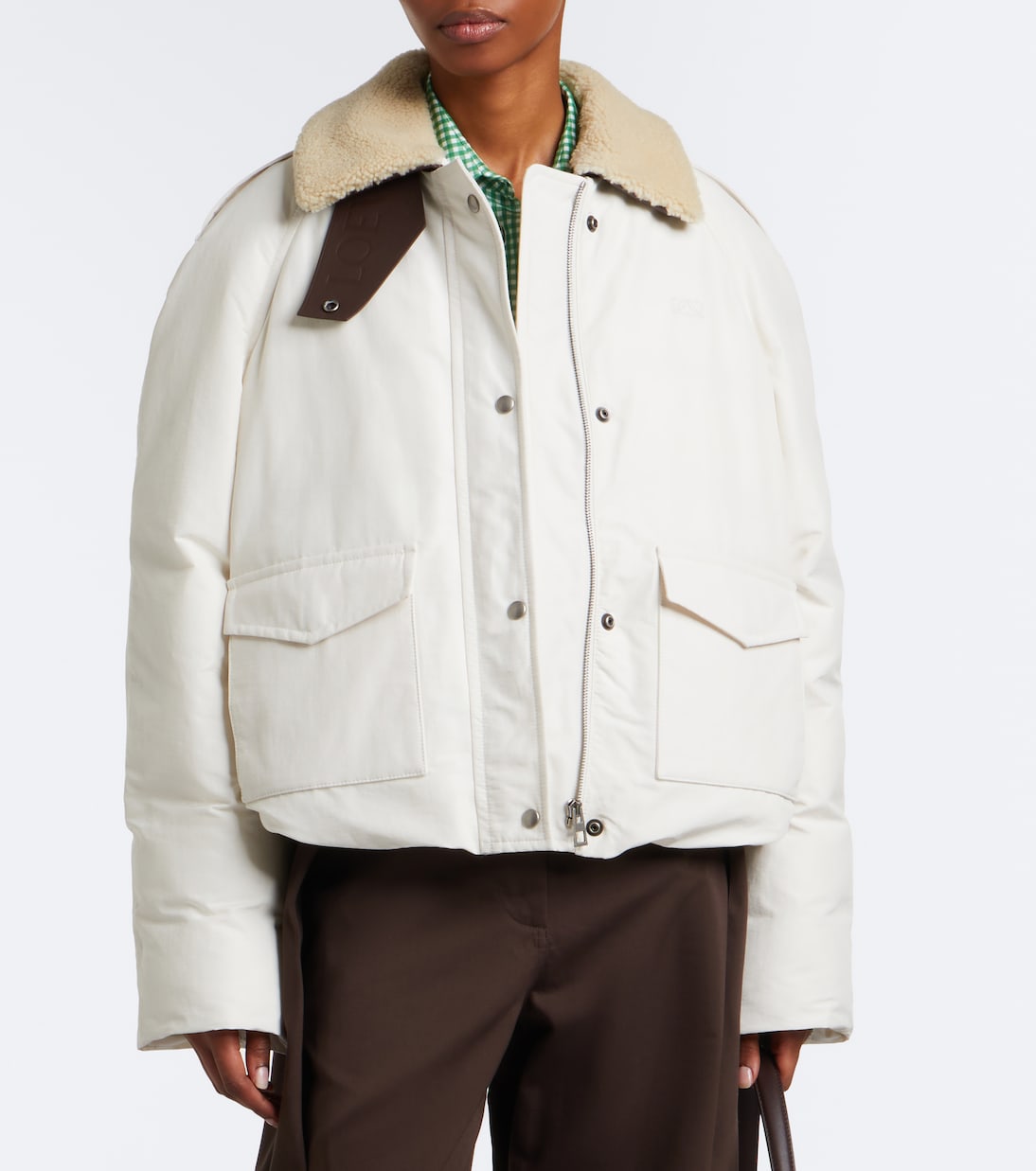 Loewe - Shearling-trimmed cotton-blend blouson jacket