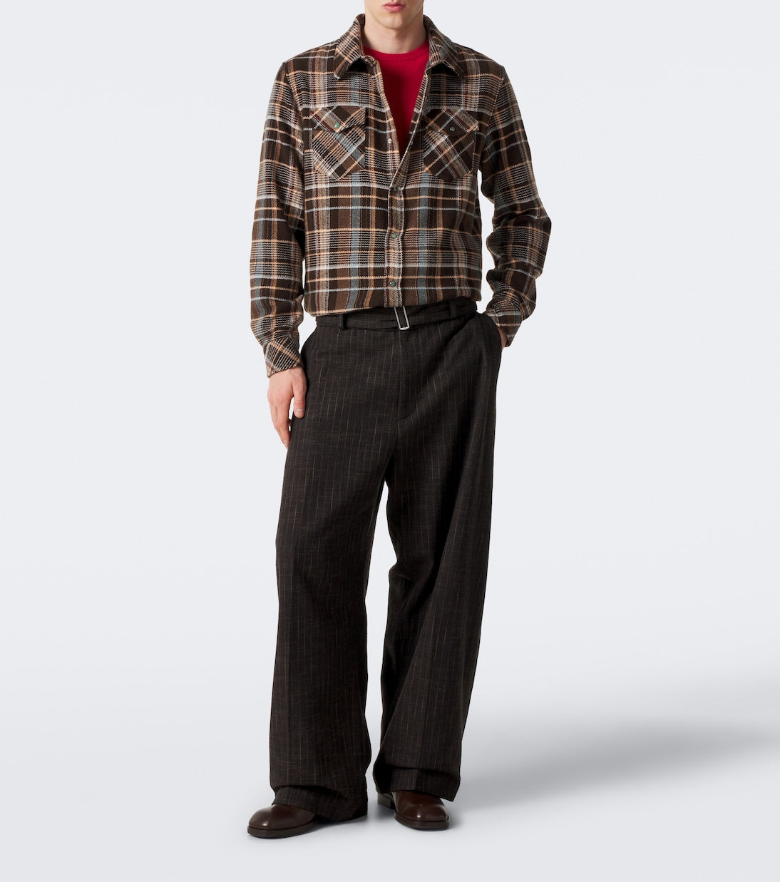 God's True Cashmere - Wilderness plaid cashmere shirt with emeralds