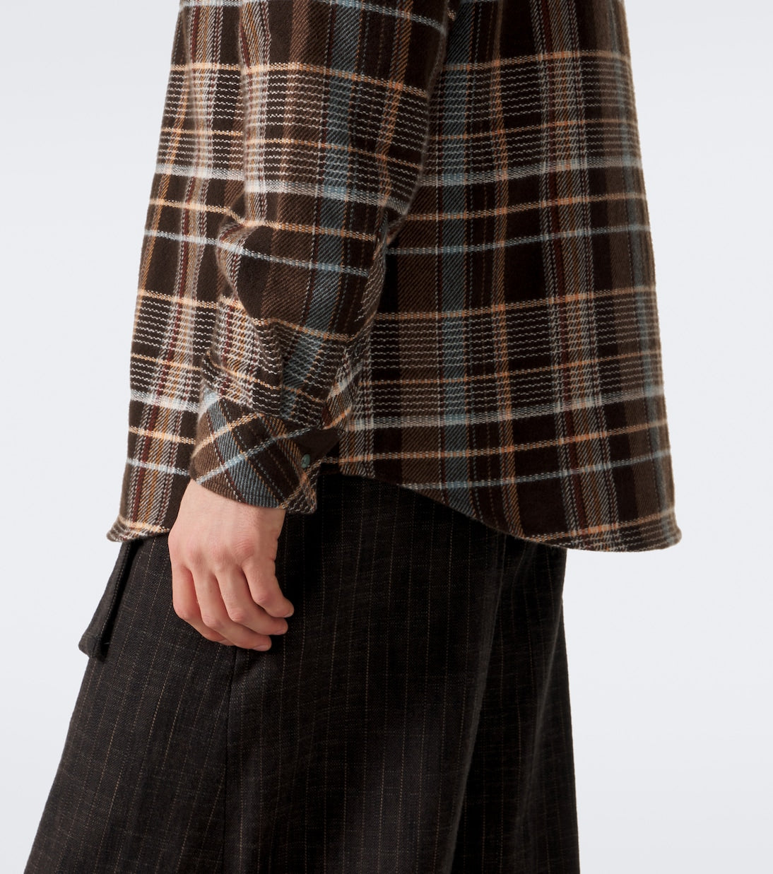 God's True Cashmere - Wilderness plaid cashmere shirt with emeralds