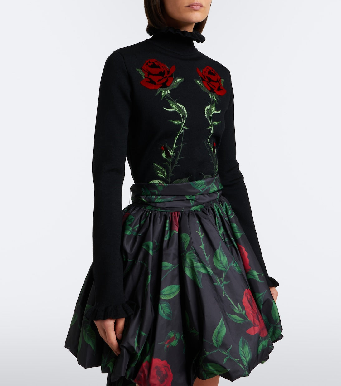 Blumarine - Embroidered ruffled virgin wool sweater