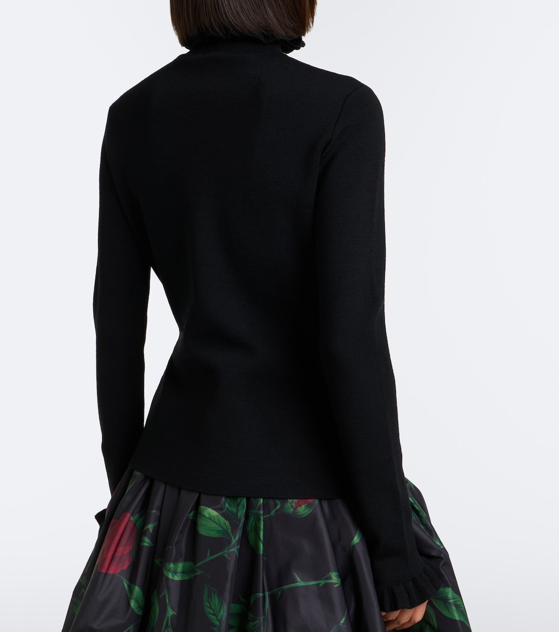 Blumarine - Embroidered ruffled virgin wool sweater