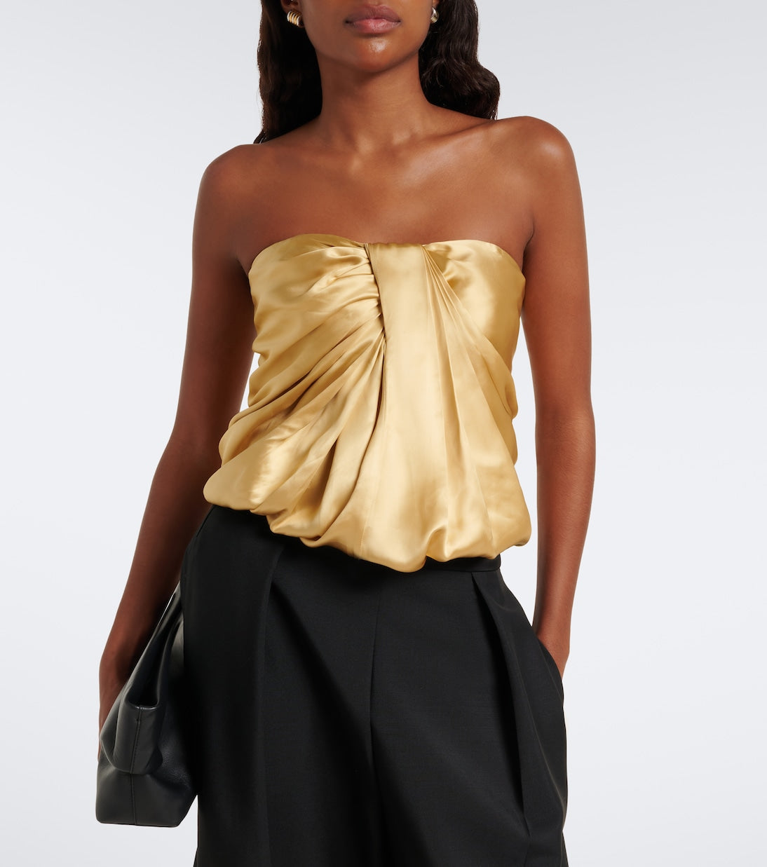 Tove - Eden gathered silk satin bustier top