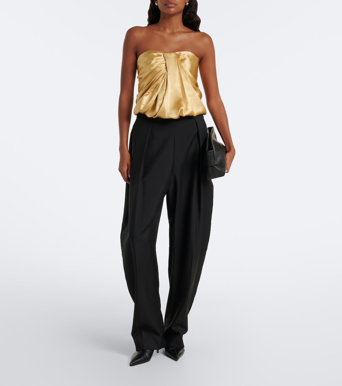Tove - Eden gathered silk satin bustier top