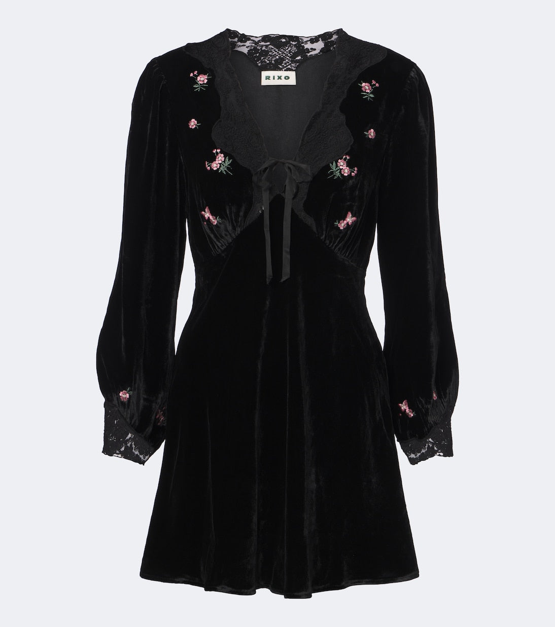 Rixo - Carolina lace-trimmed velvet minidress
