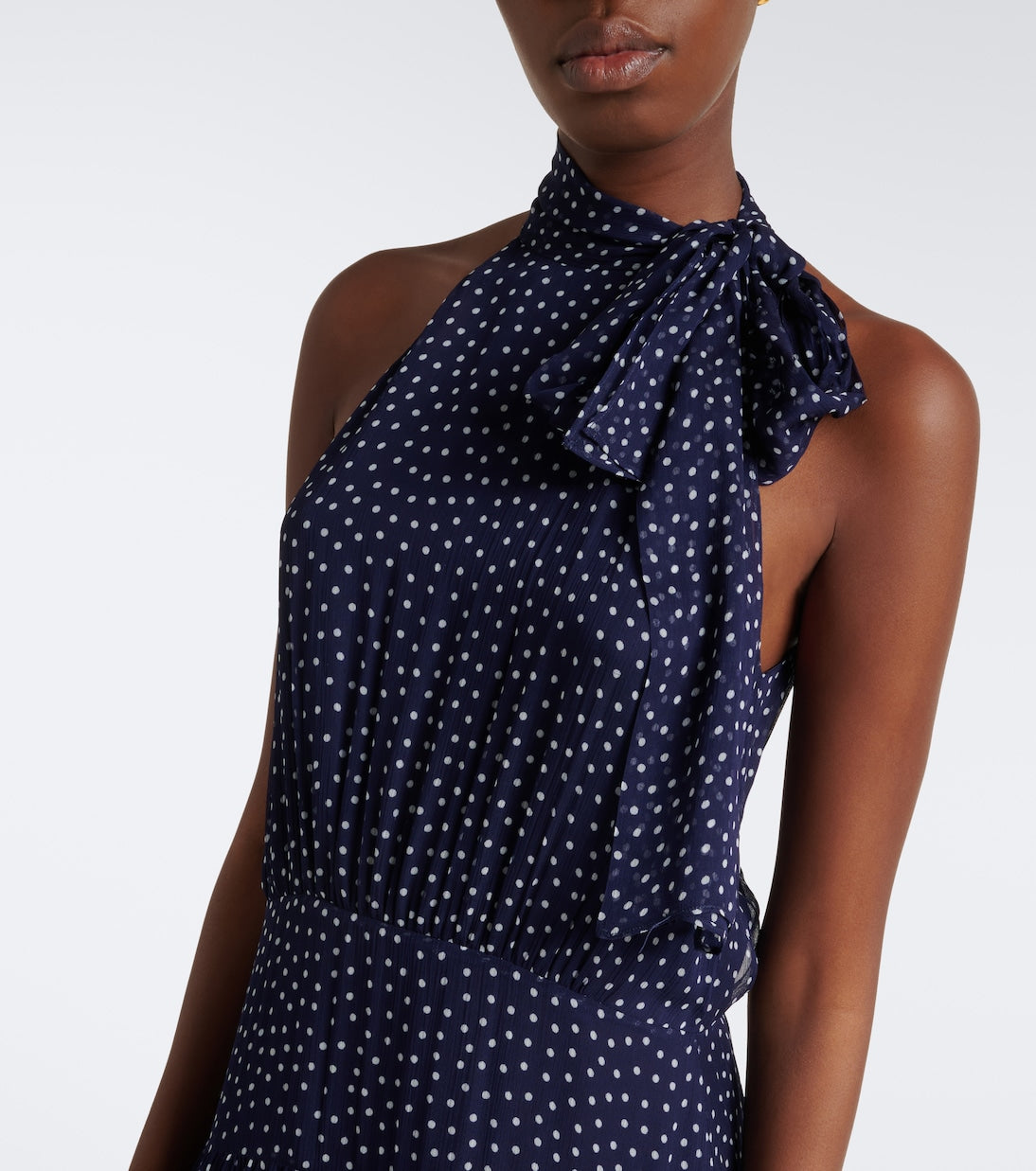 Rixo - Abi polka-dot tie-neck midi dress