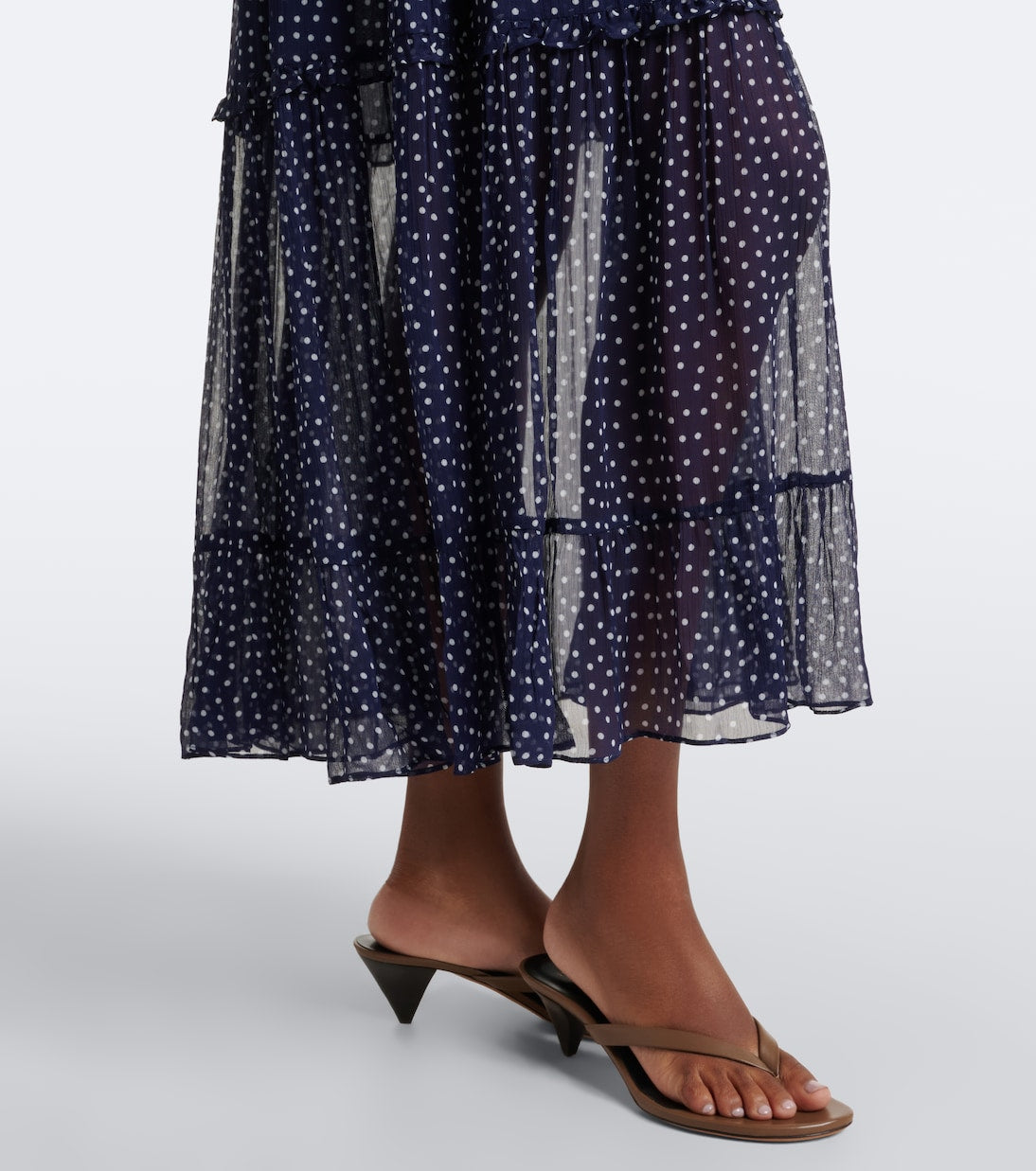 Rixo - Abi polka-dot tie-neck midi dress