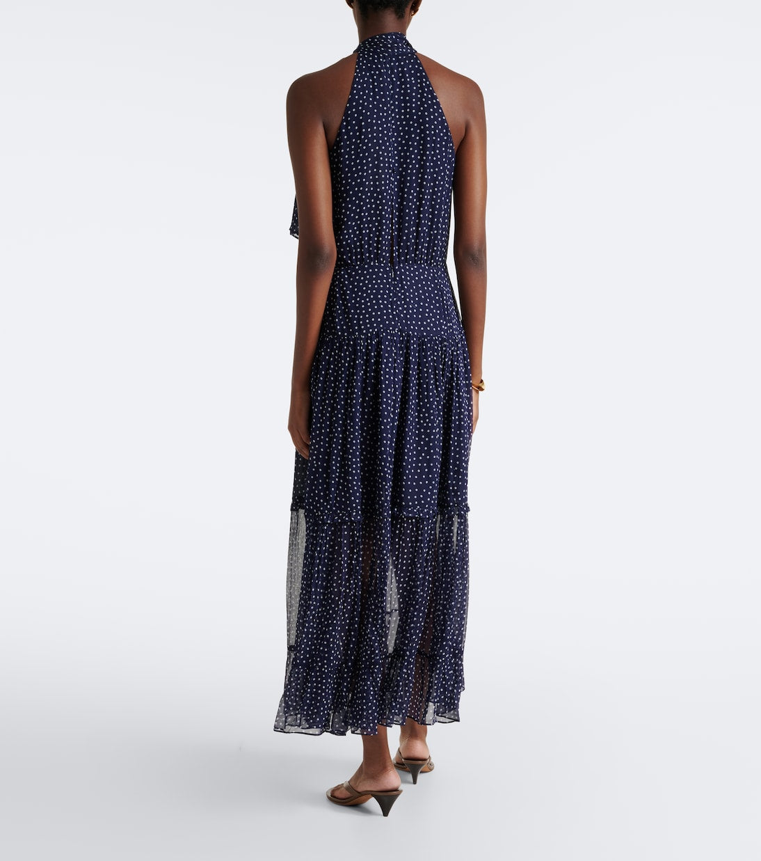 Rixo - Abi polka-dot tie-neck midi dress
