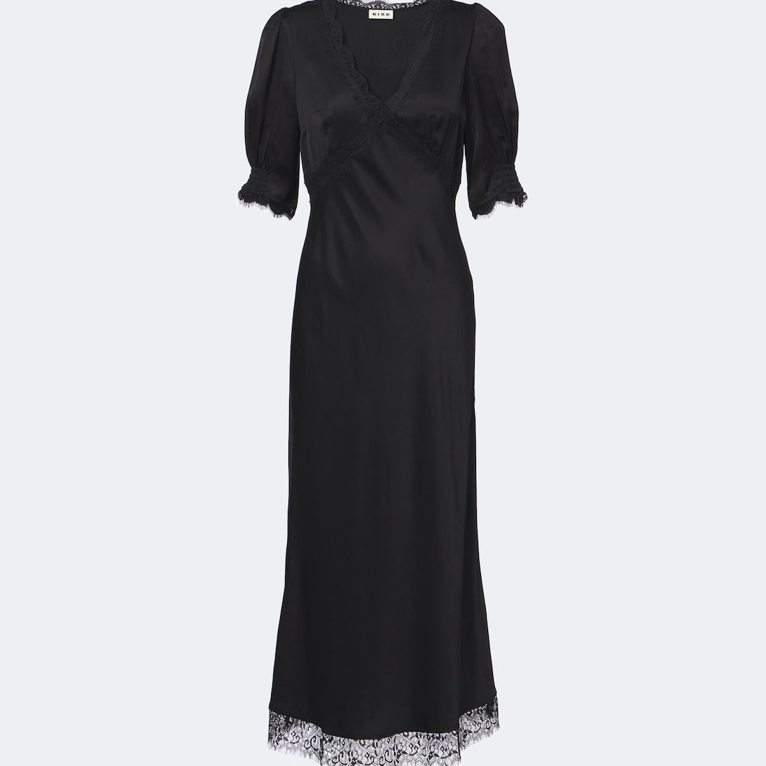Rixo - Annina lace-trimmed satin midi dress