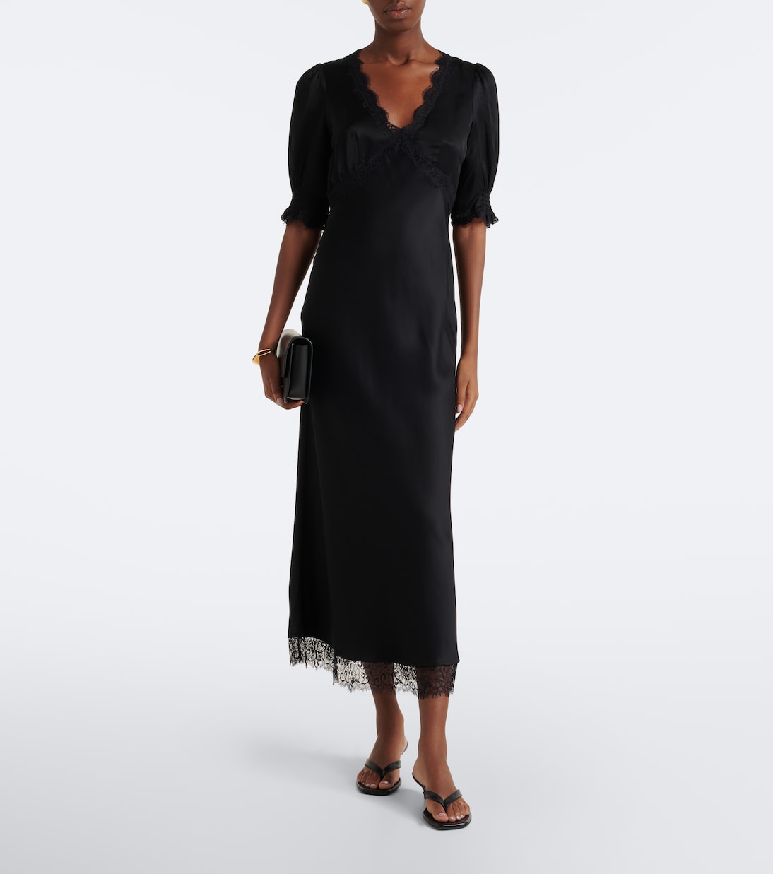 Rixo - Annina lace-trimmed satin midi dress