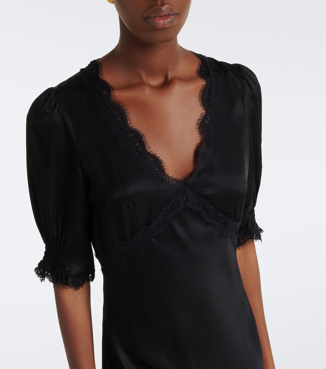 Rixo - Annina lace-trimmed satin midi dress