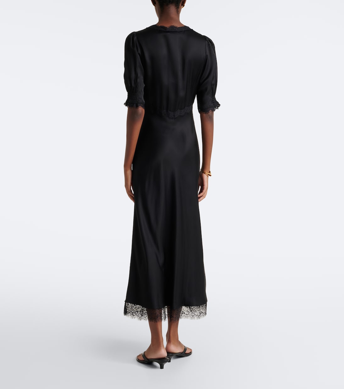 Rixo - Annina lace-trimmed satin midi dress
