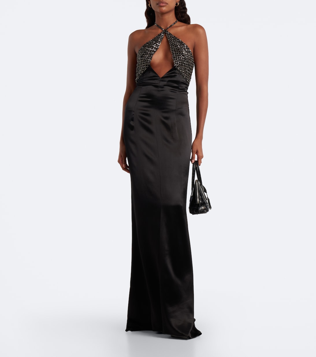 The Attico - Cutout embellished satin gown