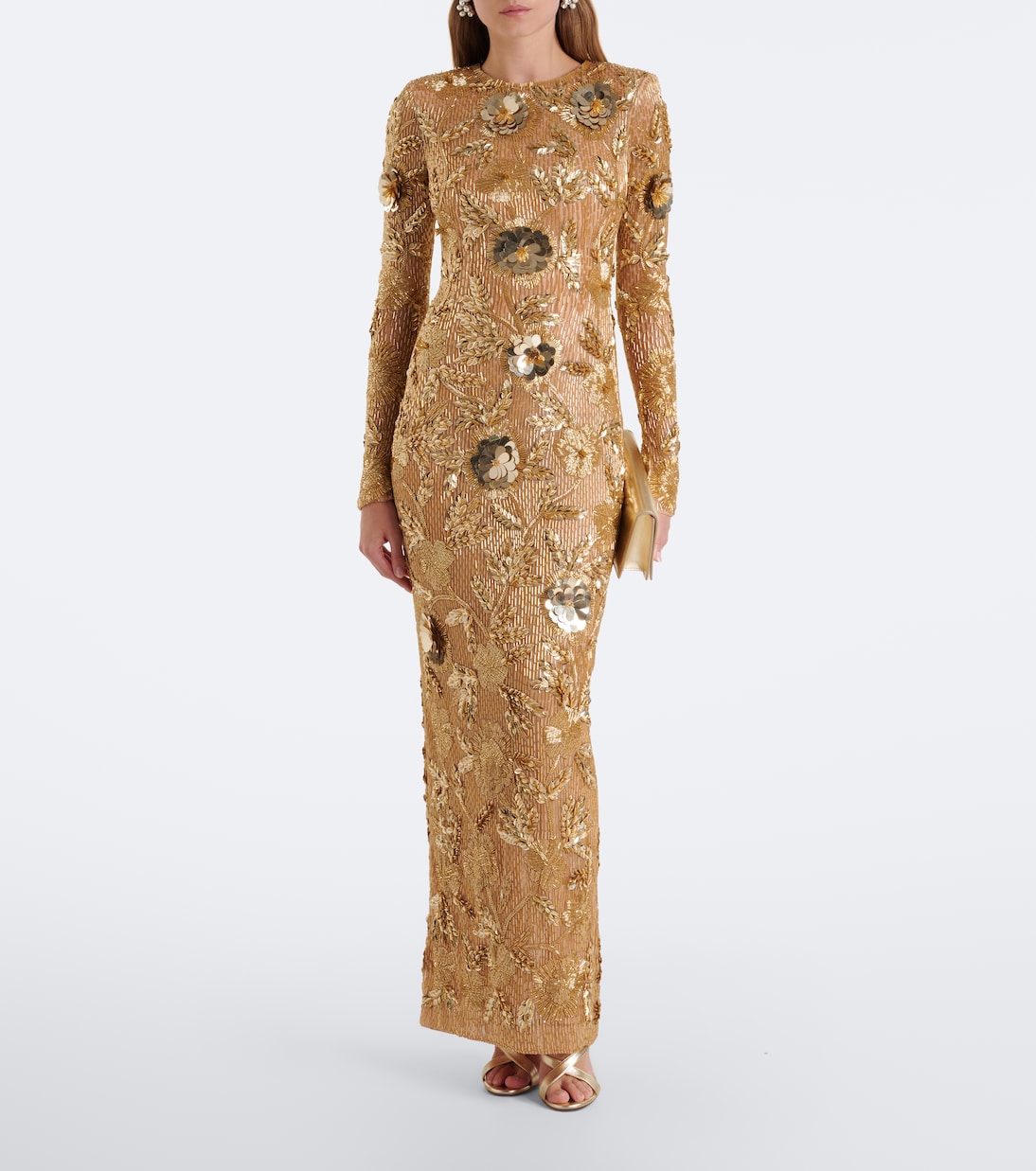 Rachel Gilbert - Pierre embellished floral-appliqué gown