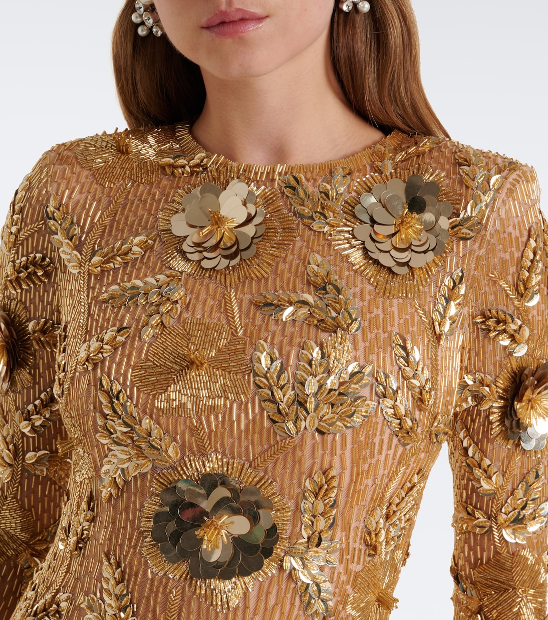 Rachel Gilbert - Pierre embellished floral-appliqué gown