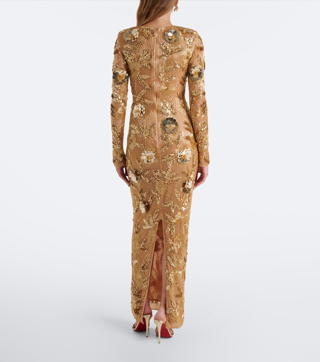Rachel Gilbert - Pierre embellished floral-appliqué gown