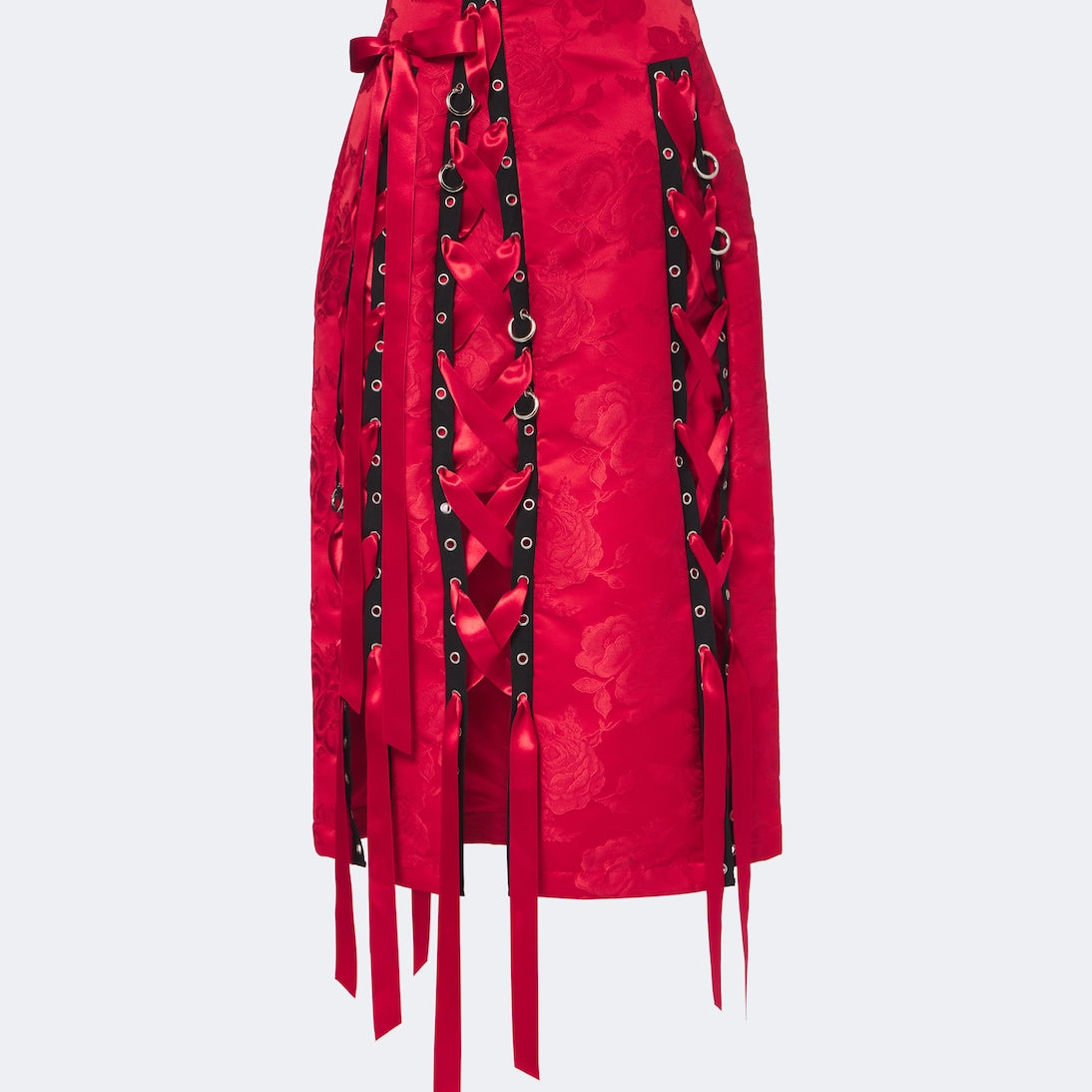 Simone Rocha - Bow-detail floral brocade midi skirt