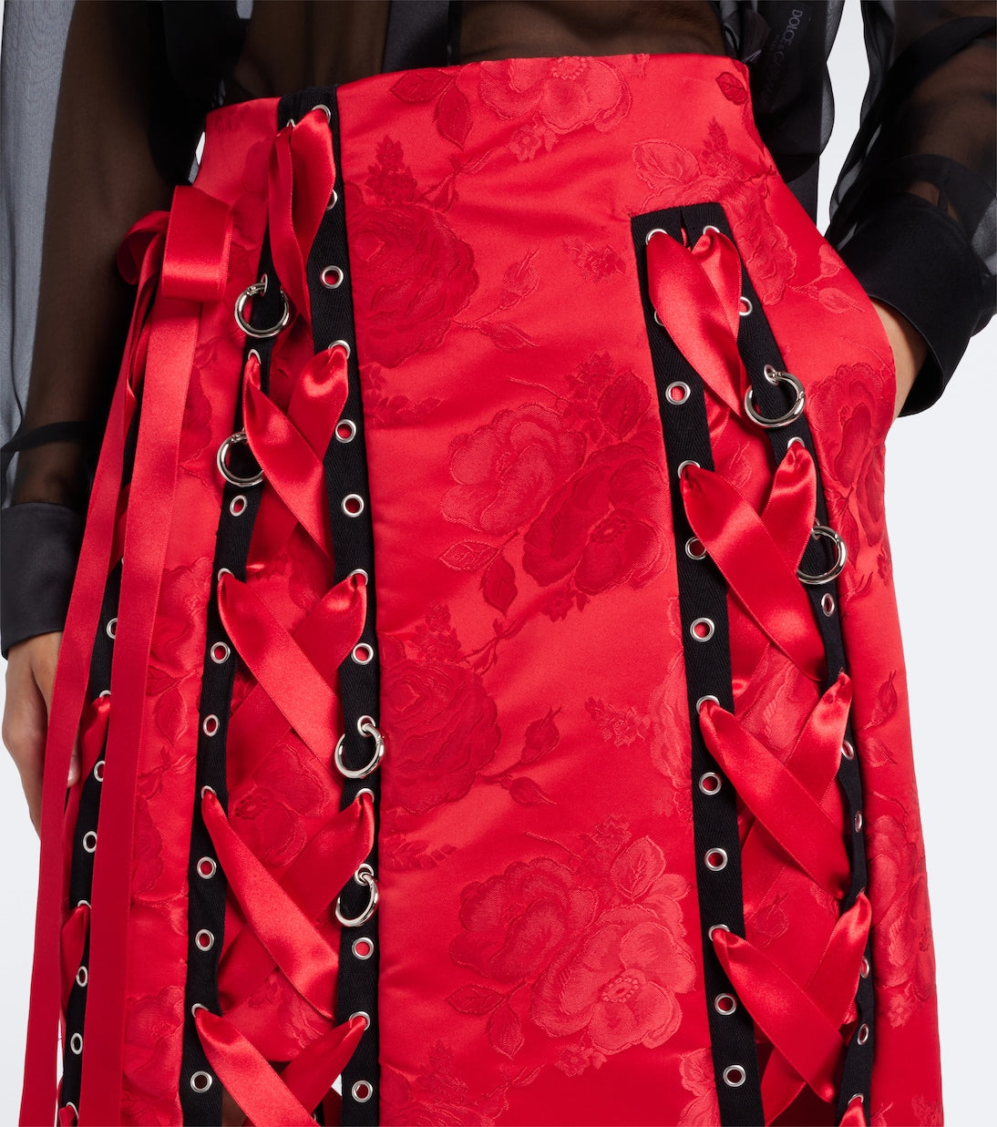 Simone Rocha - Bow-detail floral brocade midi skirt