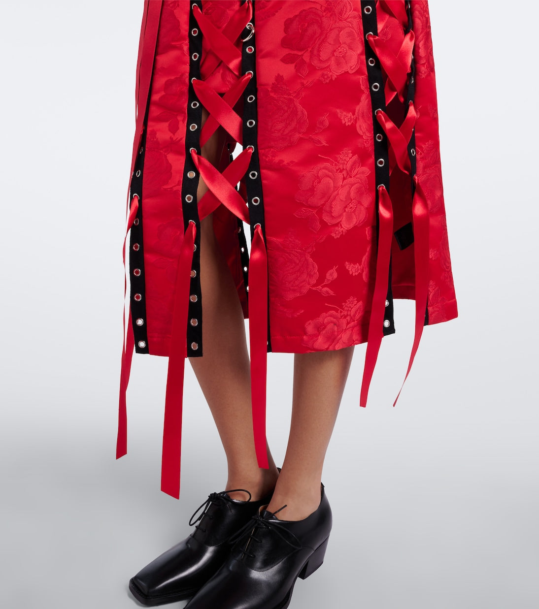 Simone Rocha - Bow-detail floral brocade midi skirt