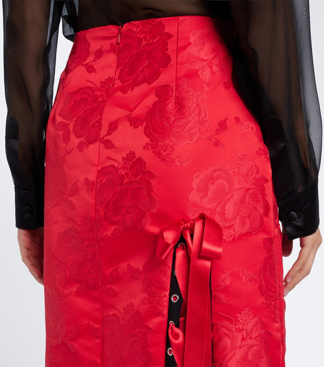 Simone Rocha - Bow-detail floral brocade midi skirt