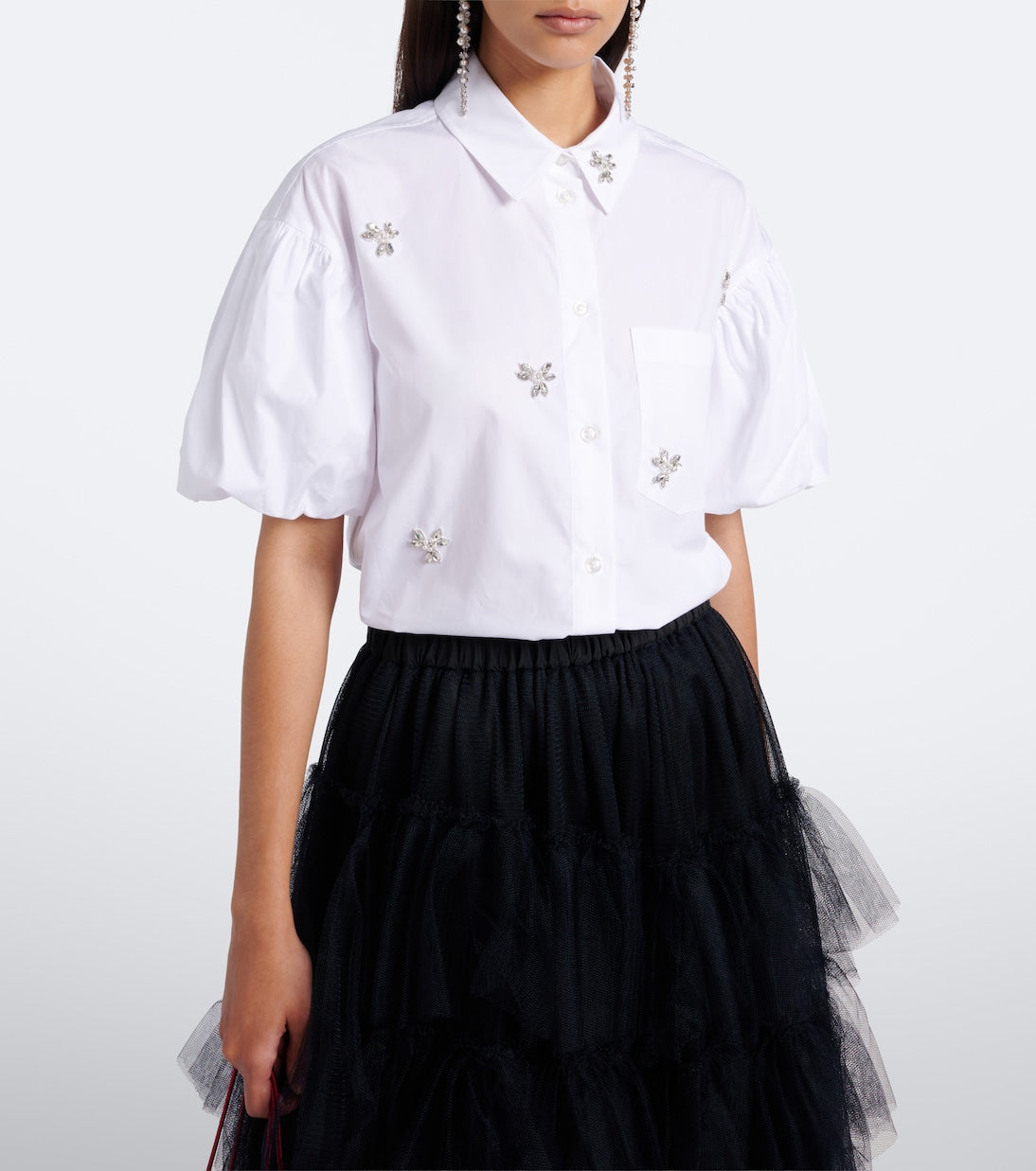 Simone Rocha - Embellished cotton poplin shirt