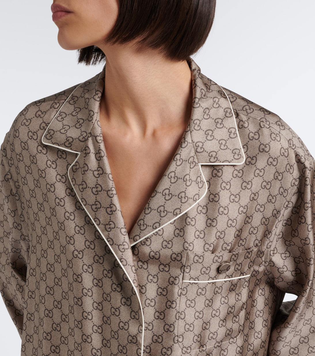 Gucci - GG silk twill pajama shirt