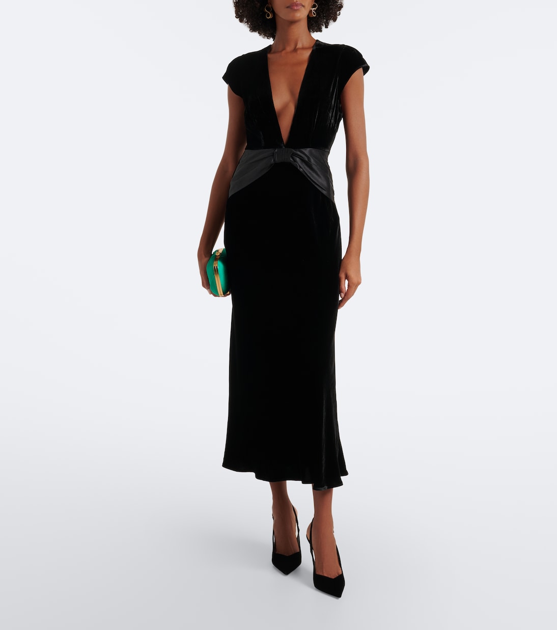 Rixo - Arlette draped velvet midi dress