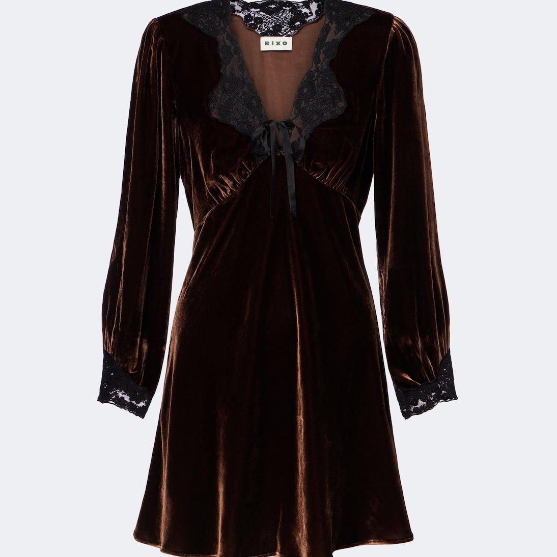 Rixo - Carolina lace-trimmed velvet minidress