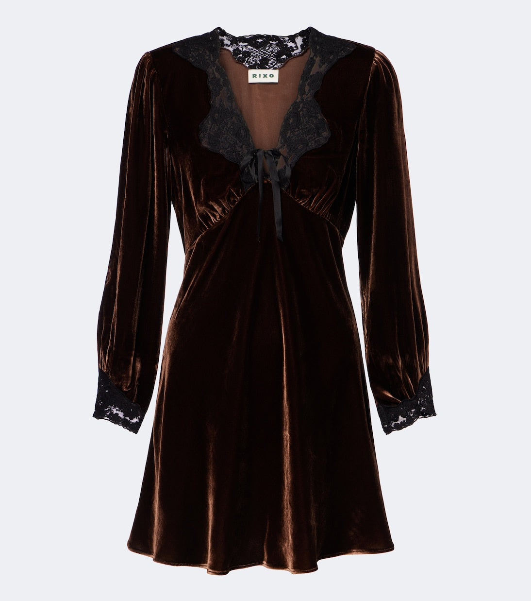 Rixo - Carolina lace-trimmed velvet minidress