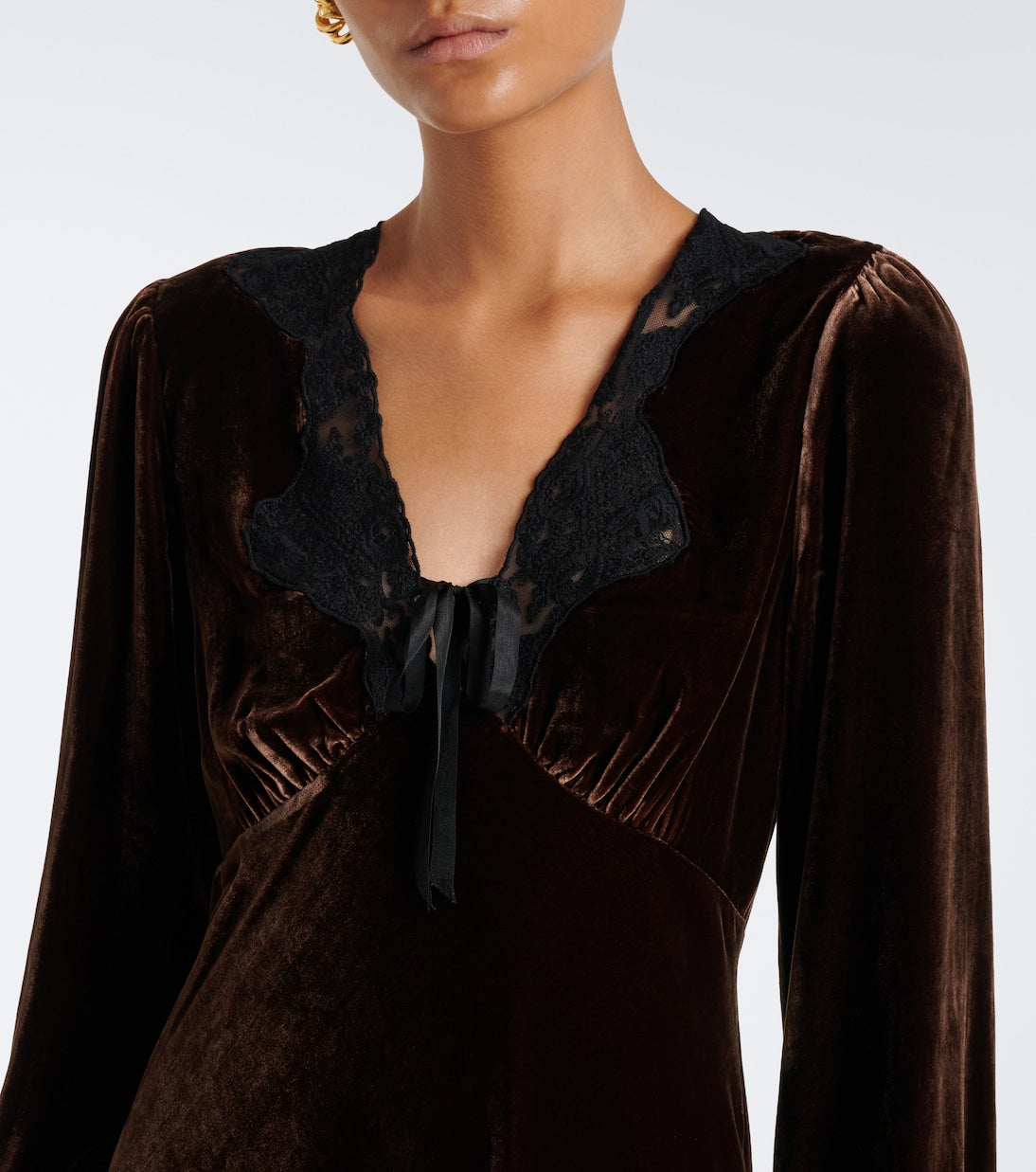 Rixo - Carolina lace-trimmed velvet minidress
