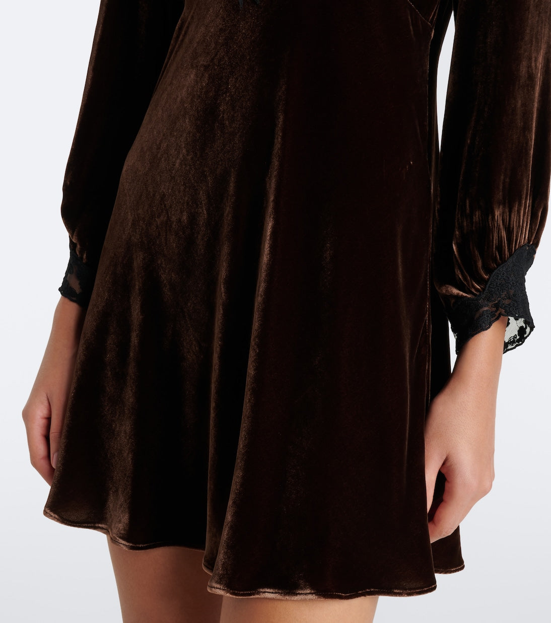 Rixo - Carolina lace-trimmed velvet minidress