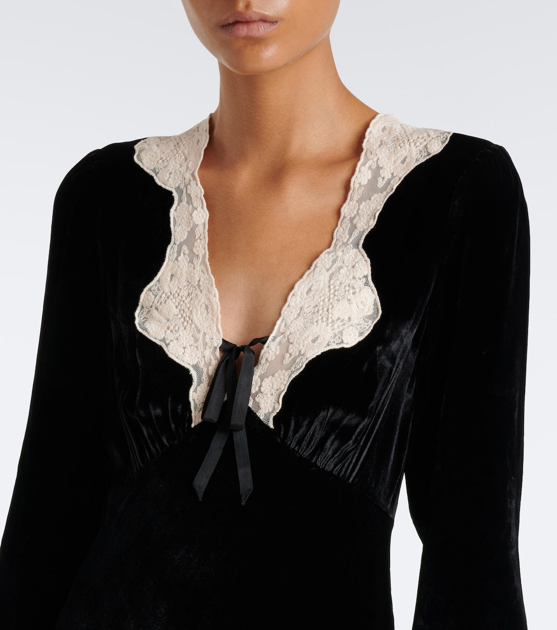 Rixo - Carolina lace-trimmed velvet minidress