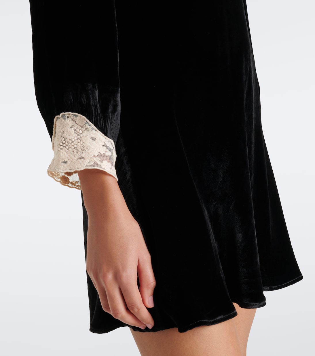 Rixo - Carolina lace-trimmed velvet minidress