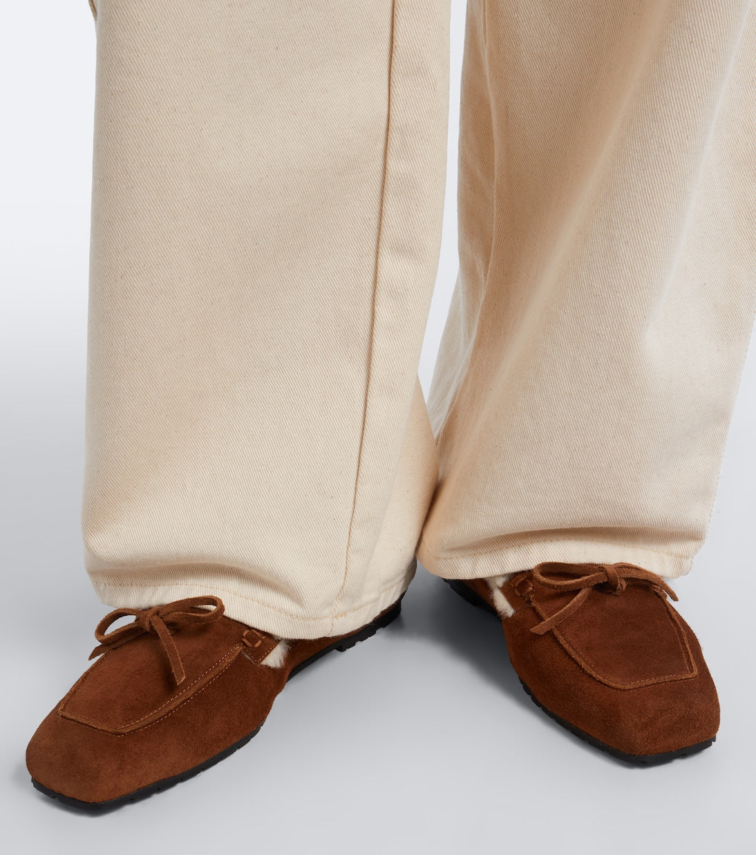 Aeyde - Jasper shearling-lined suede boat shoes