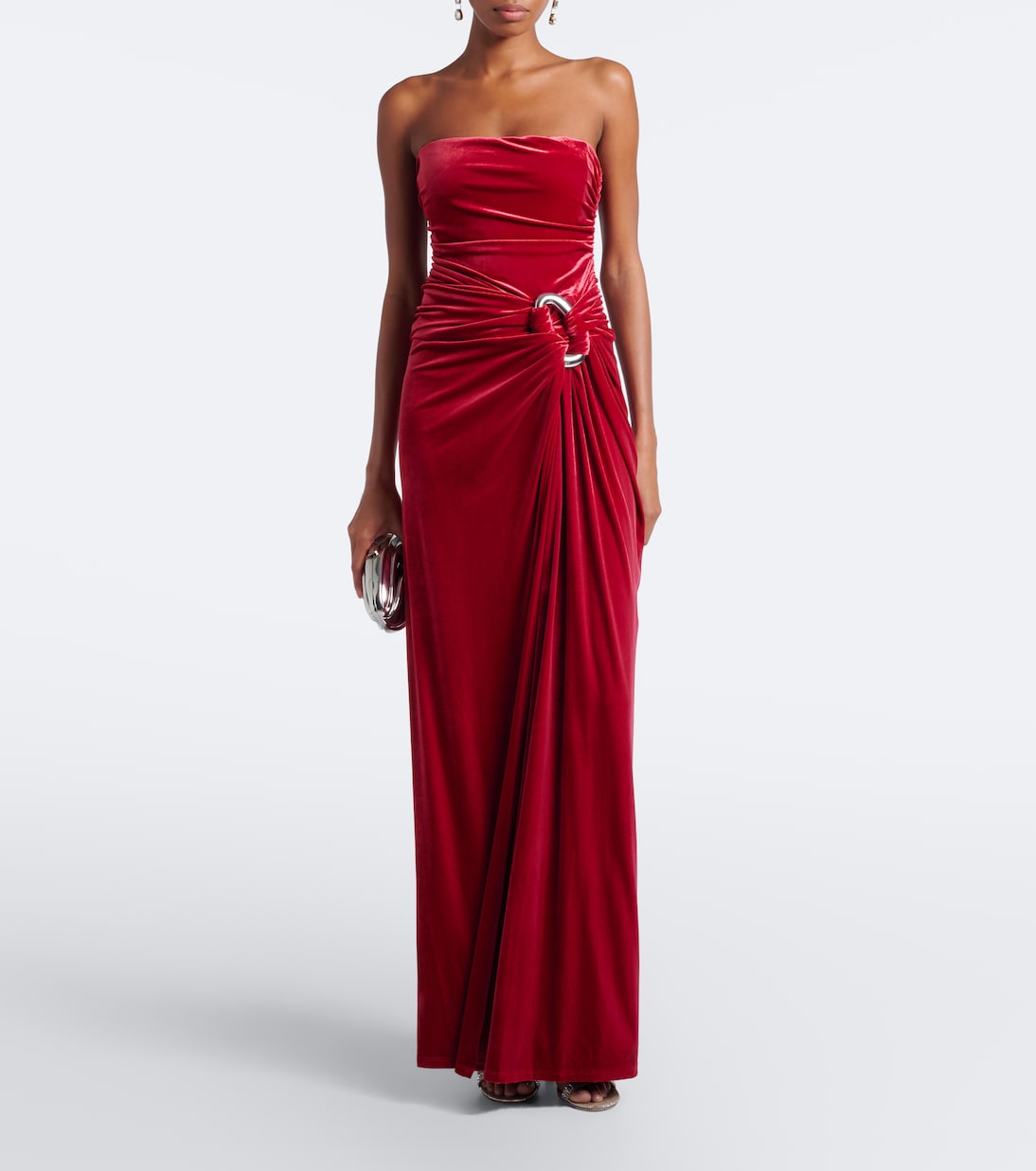 Simkhai - Emma gathered velvet bustier gown