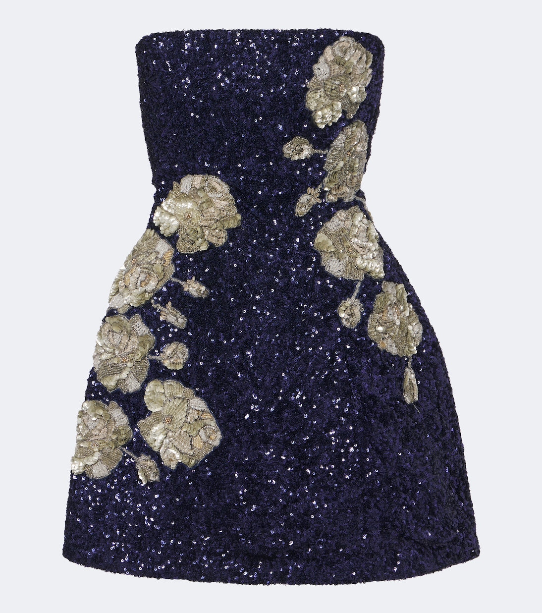 Là Fuori - Midnight Rosette sequined silk corset dress