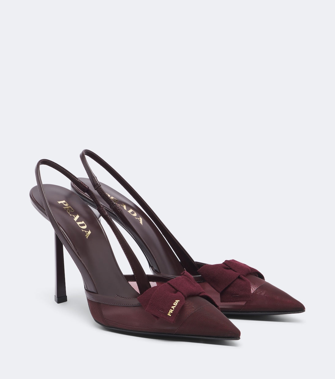 Prada - Bow-detail mesh slingback pumps