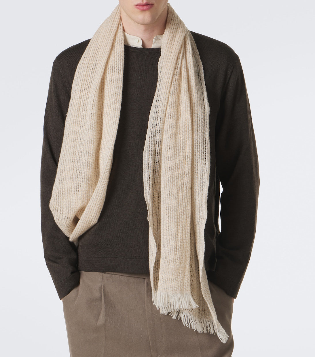 Stòffa - Fringed cashmere and linen scarf