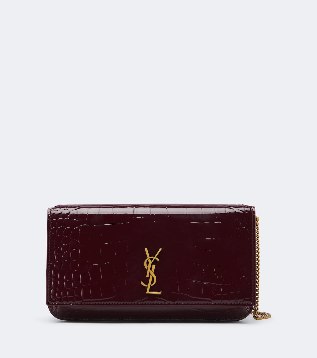 Saint Laurent - Cassandre croc-effect leather phone pouch