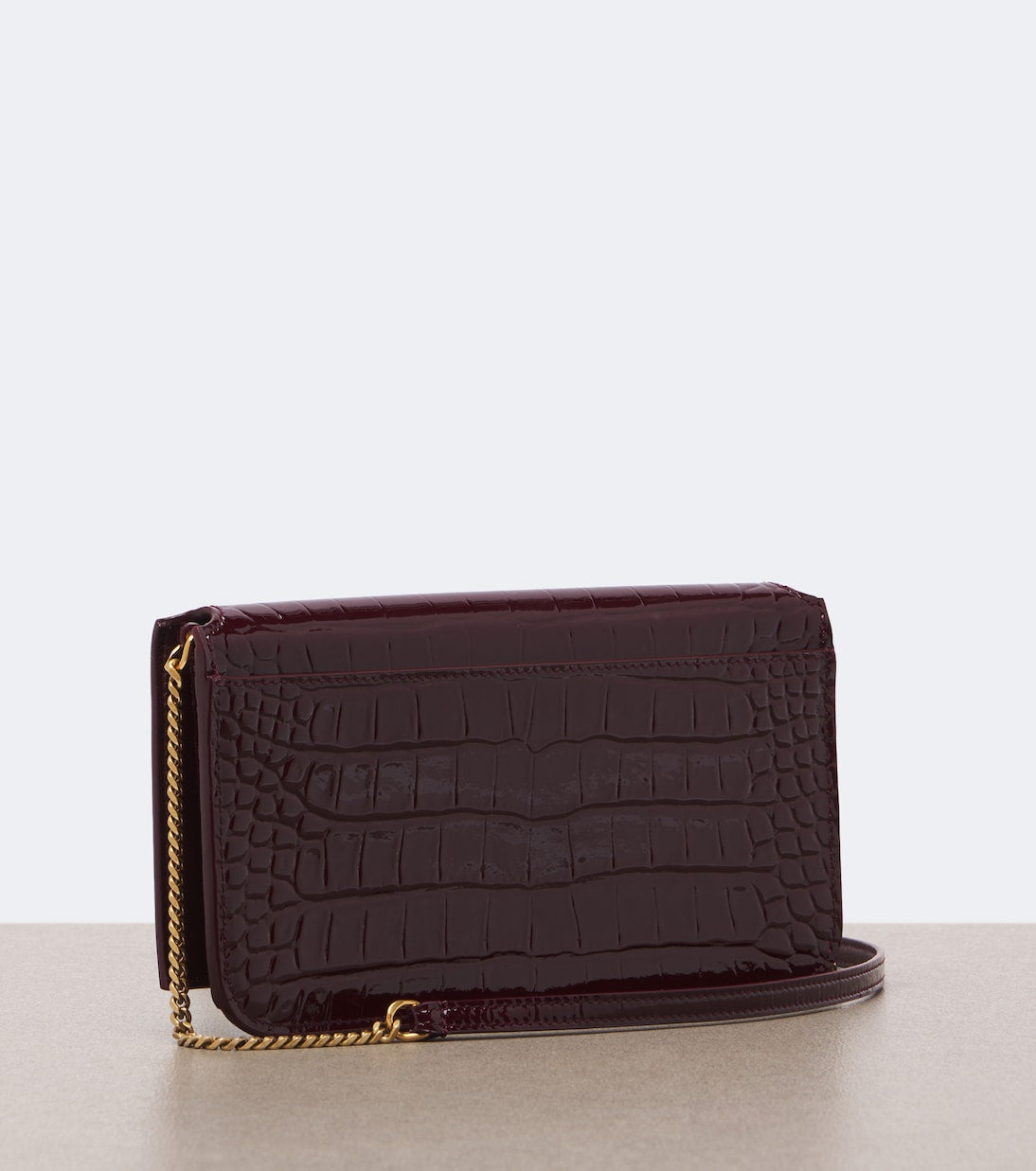 Saint Laurent - Cassandre croc-effect leather phone pouch