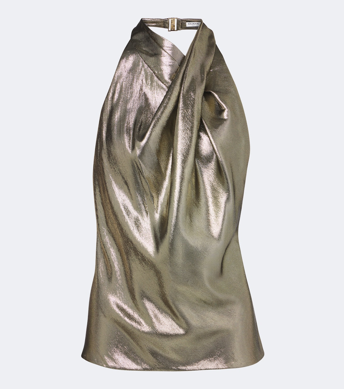 Balmain - Draped halterneck silk-blend top