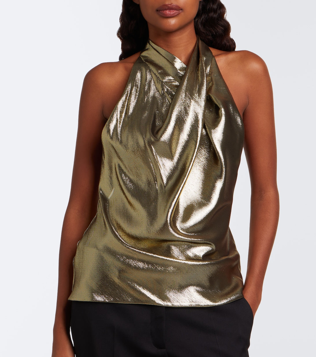 Balmain - Draped halterneck silk-blend top