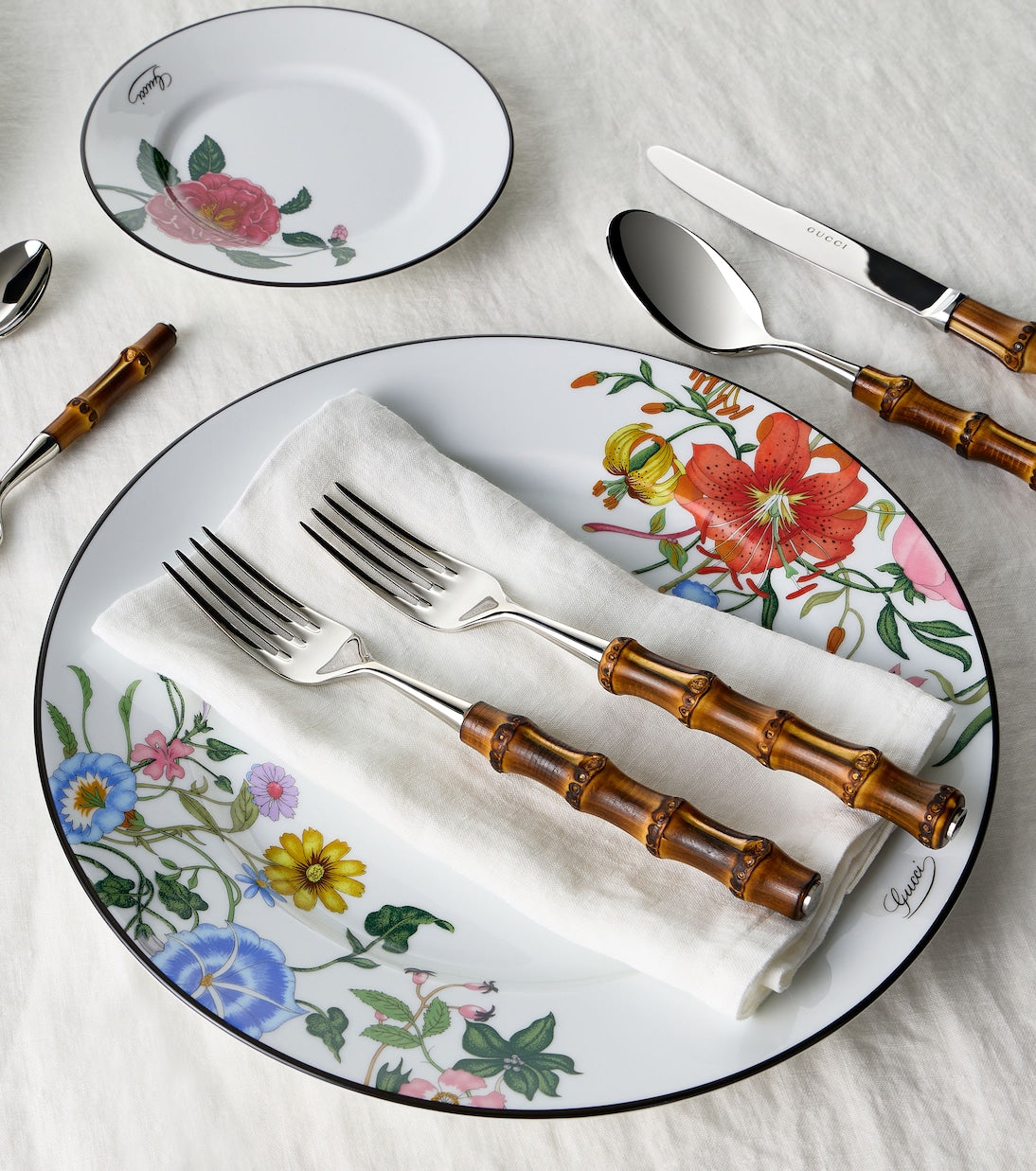 Gucci - Bamboo set of 2 stainless steel forks
