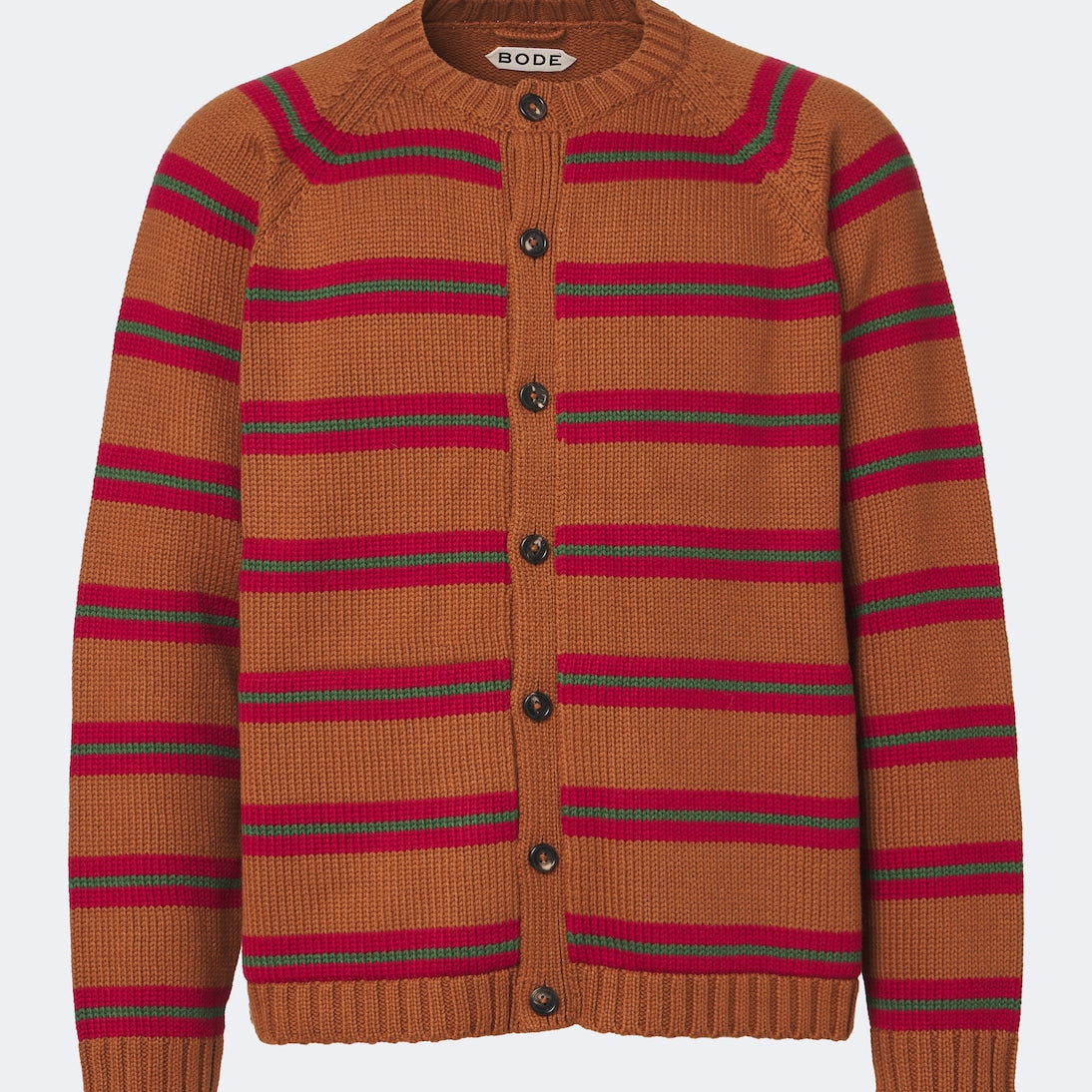 Bode - Holly striped cotton and wool cardigan