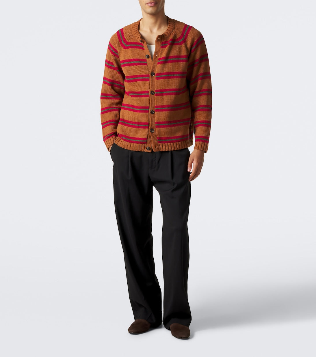Bode - Holly striped cotton and wool cardigan