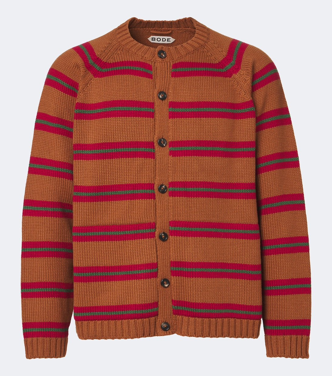 Bode - Holly striped cotton and wool cardigan