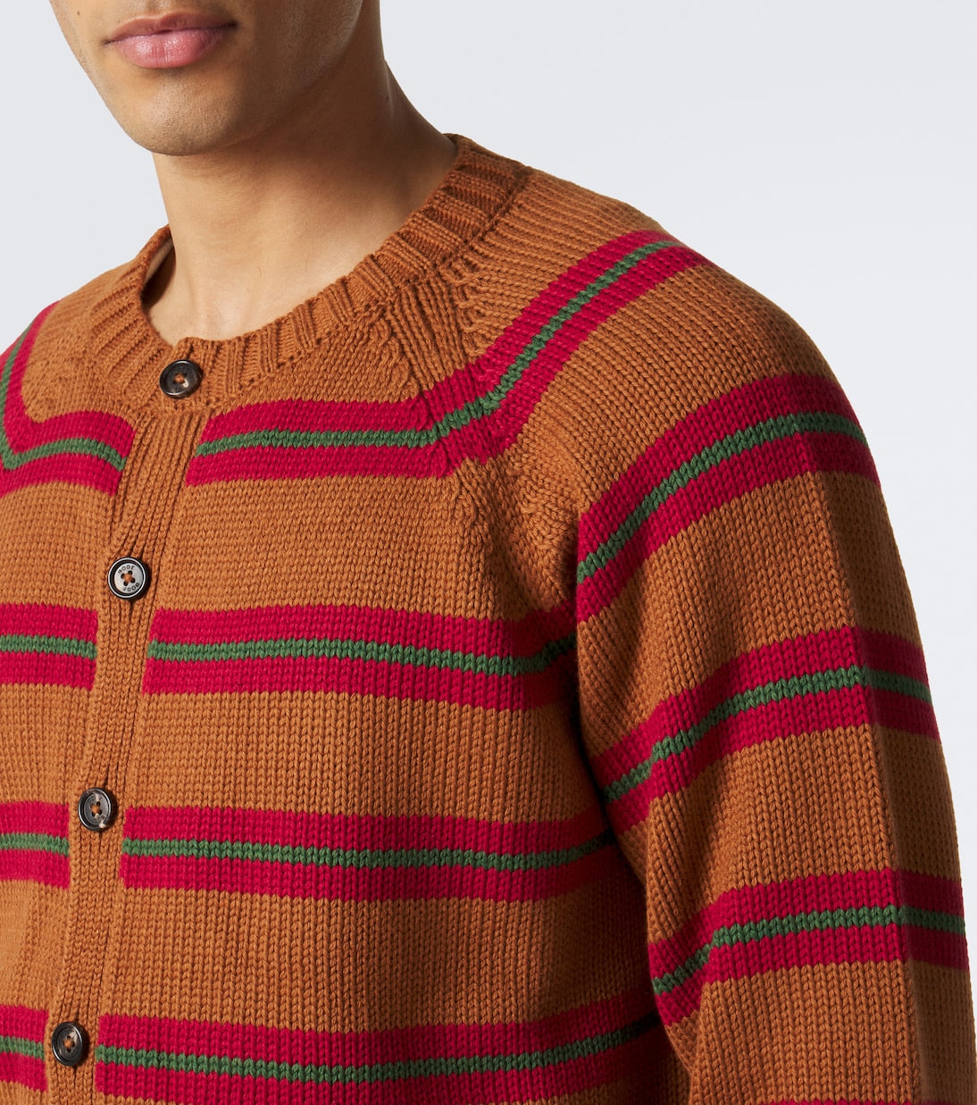 Bode - Holly striped cotton and wool cardigan