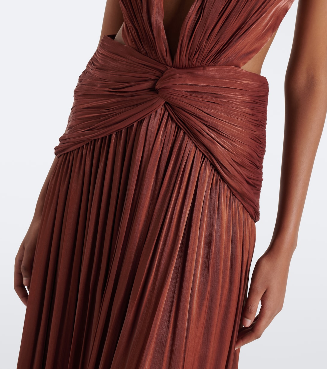 Costarellos - Silla cut-out pleated Lurex® georgette gown