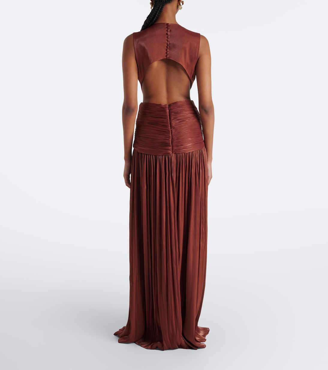 Costarellos - Silla cut-out pleated Lurex® georgette gown