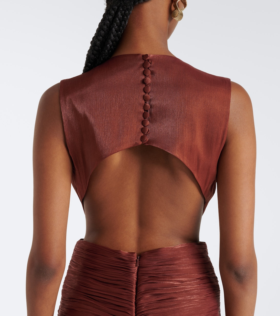 Costarellos - Silla cut-out pleated Lurex® georgette gown