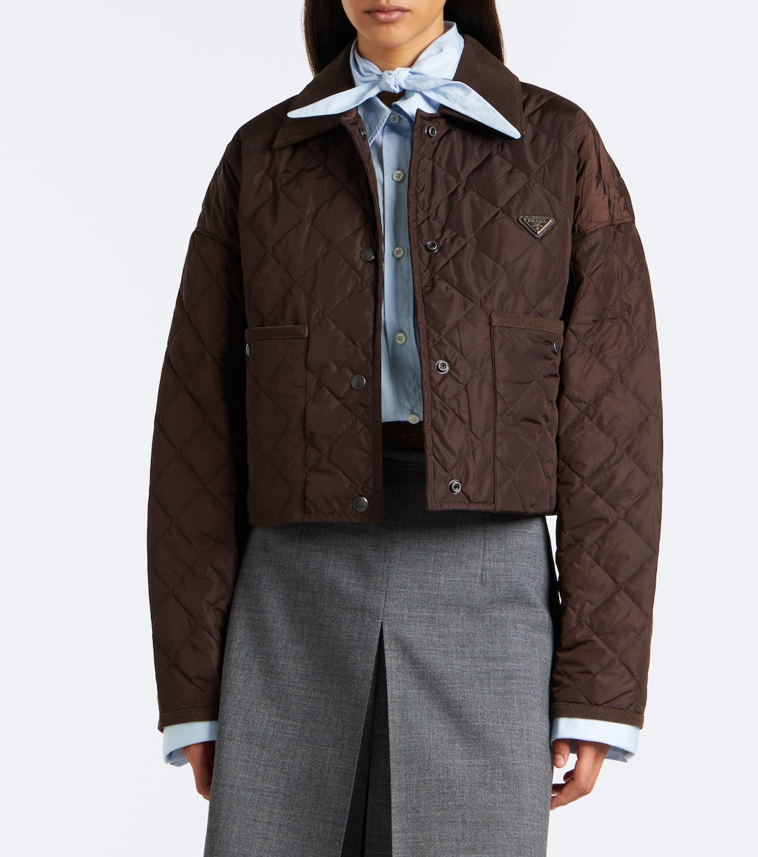 Prada - Re-Nylon corduroy-trimmed cropped jacket